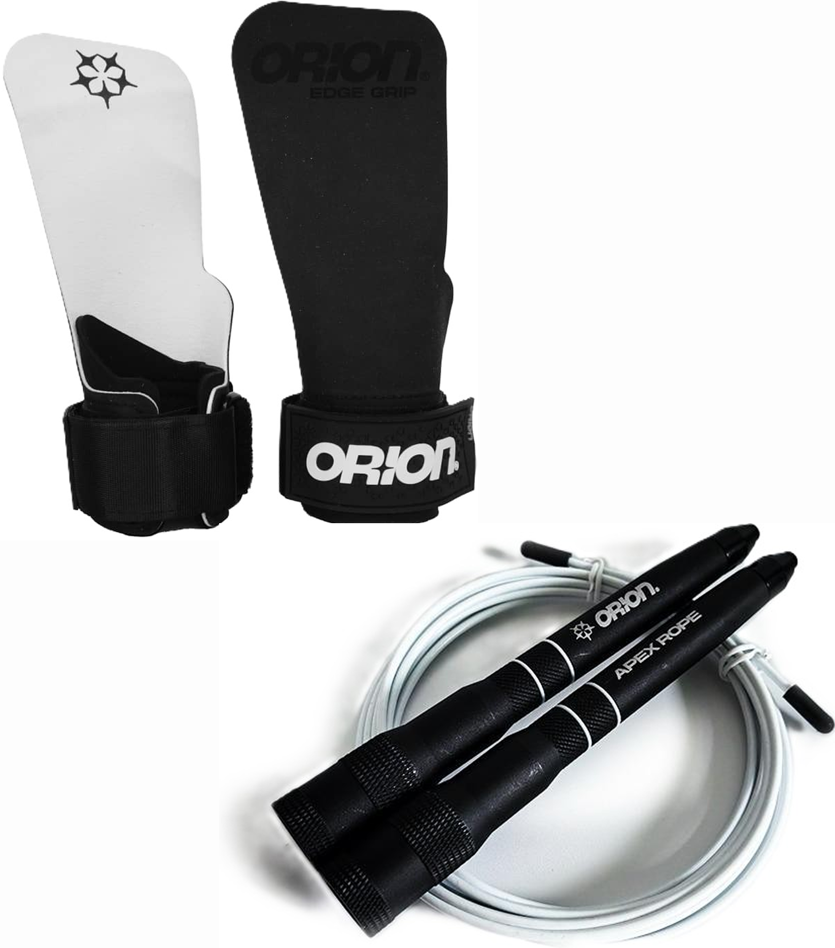 Lot CrossFit ORION Athletics maniques EDGE Grip corde à sauter APEX Rope noir blanc