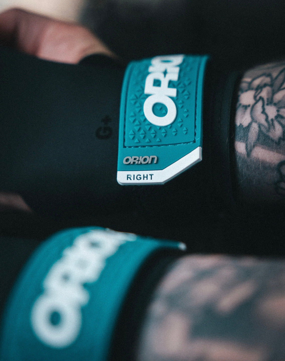 Maniques CrossFit ORION Athletics EDGE Grip turquoise détails